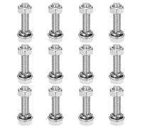 sourcing map M6 x 25mm 304 Stainless Steel Hex Head Screws Bolts, Nuts, Flat & Lock Washers Assortment Kit, Fully Threaded, Bright Finish for Home, Electronic, Machine, 12 Sets