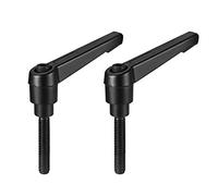 sourcing map M6 x 25mm Handle Adjustable Clamping Lever Thread Push Button Ratchet Male Threaded Stud Knobs Locking Rotating Screw Handles Quick Release Bolt Black 2pcs