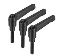 sourcing map M6 x 25mm Handle Adjustable Clamping Lever Thread Push Button Ratchet Male Threaded Stud Knobs Locking Rotating Screw Handles Quick Release Bolt Black 3pcs