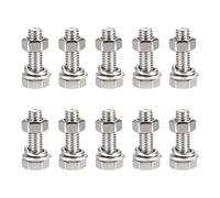 sourcing map M6 x 25mm Hex Head Screws Bolts, Nuts, Flat & Lock Washers Kits, 304 Stainless Steel Fully Thread Hexagon Bolts 10 Sets