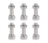 sourcing map M6 x 25mm Hex Head Screws Bolts, Nuts, Flat & Lock Washers Kits, 304 Stainless Steel Fully Thread Hexagon Bolts 6 Sets