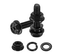 sourcing map M6 x 25mm Phillips Flanged Hex Head Bolts, 10Pcs 304 Stainless Steel Flange Hexagon Screws with Nuts, Flat & Lock Washers, Fully Threaded, for Machinery Industry Home, Black