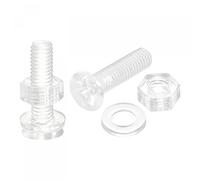 sourcing map M6 x 25mm Plastic Phillips Machine Screws with Nuts and Flat Washers, PC Flat Head Machine Bolts Transparent 20 Sets