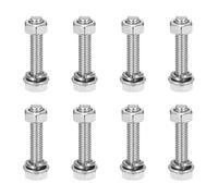 sourcing map M6 x 30mm 304 Stainless Steel Hex Head Screws Bolts, Nuts, Flat & Lock Washers Assortment Kit, Fully Threaded, Bright Finish for Home, Electronic, Machine, 8 Sets