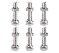 sourcing map M6 x 30mm Hex Head Screws Bolts, Nuts, Flat & Lock Washers Kits, 304 Stainless Steel Fully Thread Hexagon Bolts 6 Sets