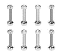 sourcing map M6 x 35mm 304 Stainless Steel Hex Head Screws Bolts, Nuts, Flat & Lock Washers Assortment Kit, Fully Threaded, Bright Finish for Home, Electronic, Machine, 8 Sets
