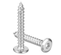 sourcing map M6 x 40mm (100 Pack) Flat Round Socket Head Screws, Stainless Steel Self Tapping Full Thread Hex Socket Cap Screws for Wood Furniture