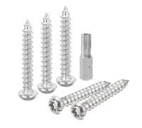 sourcing map M6 x 40mm Button Head Torx Security Sheet Metal Screws, 30pcs 304 Stainless Steel Tamper Resistant Self Tapping Screws, Anti-Theft Wood Screws with T30 Bit (Silver)