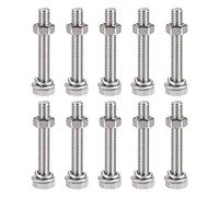 sourcing map M6 x 40mm Hex Head Screws Bolts, Nuts, Flat & Lock Washers Kits, 304 Stainless Steel Fully Thread Hexagon Bolts 10 Sets