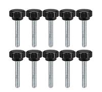 sourcing map M6 x 40mm Metric Male Thread Knurled Clamping Knobs Grip Thumb Screw on Type Hand Clamping Handle Bolt with Plastic Knobs Black 10 Pcs