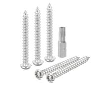sourcing map M6 x 50mm Button Head Torx Security Sheet Metal Screws, 10pcs 304 Stainless Steel Tamper Resistant Self Tapping Screws, Anti-Theft Wood Screws with T30 Bit (Silver)