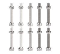 sourcing map M6 x 50mm Hex Head Screws Bolts, Nuts, Flat & Lock Washers Kits, 304 Stainless Steel Fully Thread Hexagon Bolts 10 Sets