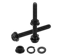 sourcing map M6 x 55mm Phillips Flanged Hex Head Bolts, 10Pcs 304 Stainless Steel Flange Hexagon Screws with Nuts, Flat & Lock Washers, Fully Threaded, for Machinery Industry Home, Black