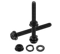 sourcing map M6 x 60mm Phillips Flanged Hex Head Bolts, 10Pcs 304 Stainless Steel Flange Hexagon Screws with Nuts, Flat & Lock Washers, Fully Threaded, for Machinery Industry Home, Black