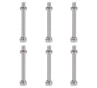 sourcing map M6 x 65mm Hex Head Screws Bolts, Nuts, Flat & Lock Washers Kits, 304 Stainless Steel Fully Thread Hexagon Bolts 6 Sets