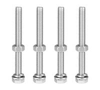 sourcing map M6 x 65mm Hex Head Screws Bolts, Nuts, Flat & Lock Washers Kits, 304 Stainless Steel Fully Thread Hexagon Bolts 4 Sets