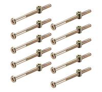 sourcing map M6 x 70mm Furniture Bolts Nut Set Hex Socket Screw 10 Sets | with Barrel Nuts Phillips-Slotted Zinc Plated Half Thread