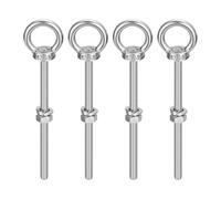 Sourcing Map M6 x 90mm Lifting Eye Bolt Set - 4 Sets With Nut Washer, 304 Stainless Steel Shoulder Ring for Hanging Items