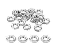 sourcing map M6x0.5mm Hex Nuts, 24Pcs 304 Stainless Steel Metric Fine Thread Hexagon Lock Nuts Fasteners for Machinery Automotive Industrial Use, 10mm / 0.39" Width 3.2mm / 0.13" Height