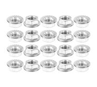 sourcing map M6x1.0mm Serrated Flange Hex Lock Nuts, 20Pcs 304 Stainless Steel Non-Slip Metric Hexagon Flange Nut, Full Thread, Bright Finish, Silver