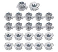 sourcing map M6x10mm T-Nuts 4 Pronged Tee Nut 0.69" x 0.39" Fully Thread Carbon Steel Inserts for Wood, Rock Climbing Holds, Cabinetry, Furniture 50pcs