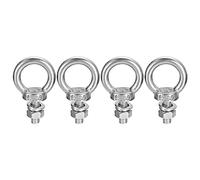 Sourcing Map M6x12mm Eye Bolt With Nut Washer - 304 Stainless Steel Shoulder Lifting Ring for Hanging Items (4 Sets)