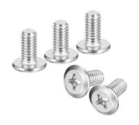 sourcing map M6x12mm Flat Round Head Phillips Head Screws, 12Pcs 304 Stainless Steel Phillips Drive Machine Screw, Full Thread, Bright Finish, Furniture Screw Connection Bolt Screw