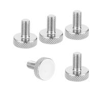 sourcing map M6x12mm Knurled Thumb Screws, 304 Stainless Steel Flat Head Thumb Screws Metric Diamond Knurled Head Bolts Grip Knobs Hand Tighten Thread Fasteners, 16mm Dia. 5 Pcs