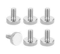 sourcing map M6x12mm Knurled Thumb Screws, 304 Stainless Steel Flat Head Thumb Screws Metric Diamond Knurled Head Bolts Grip Knobs Hand Tighten Thread Fasteners, 12mm Dia. 6 Pcs