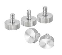 sourcing map M6x12mm Knurled Thumb Screws, 5pcs 304 Stainless Steel Flat Knurled Head Fully Threaded Thumb Screws Bolts Grip Knobs Fasteners