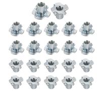 sourcing map M6x12mm T-Nuts 4 Pronged Tee Nut 0.69" x 0.47" Fully Thread Carbon Steel Inserts for Wood, Rock Climbing Holds, Cabinetry, Furniture 50pcs