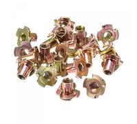 sourcing map M6x12mm T-Nuts 4 Pronged Tee Nut Carbon Steel Threaded Inserts for Wood 24pcs