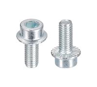 sourcing map M6x14mm Flanged Socket Head Cap Screws, 10pcs 8.8 Grade Carbon Steel Hex Socket Head Serrated Flange Bolts Machine Screws