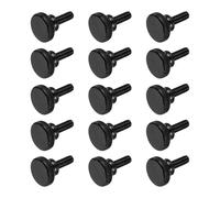 sourcing map M6x14mm Knurled Thumb Screws, Black Steel Flat Head Thumb Screws Zinc Plated Metric Knurled Head Bolts with Shoulder Grip Knobs Hand Tighten Thread Fasteners, 15 Pcs