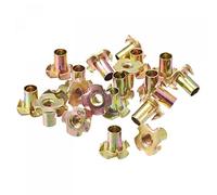 sourcing map M6x14mm T-Nuts 4 Pronged Tee Nut Carbon Steel Threaded Inserts for Wood 48pcs