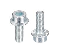 sourcing map M6x16mm Flanged Socket Head Cap Screws, 50pcs 8.8 Grade Carbon Steel Hex Socket Head Serrated Flange Bolts Machine Screws