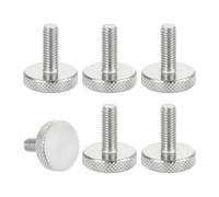 sourcing map M6x16mm Knurled Thumb Screws, 304 Stainless Steel Flat Head Thumb Screws Metric Diamond Knurled Head Bolts Grip Knobs Hand Tighten Thread Fasteners, 22mm Dia. 6 Pcs