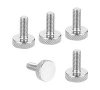 sourcing map M6x16mm Knurled Thumb Screws, 304 Stainless Steel Flat Head Thumb Screws Metric Diamond Knurled Head Bolts Grip Knobs Hand Tighten Thread Fasteners, 16mm Dia. 5 Pcs