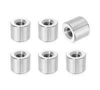 sourcing map M6x1x10mm Round Coupling Nuts 6Pcs Silver | Stainless Steel, Connector Nut Industrial Construction Fasteners, Rod Hardware Nuts, 6mm OD for Threaded Rod