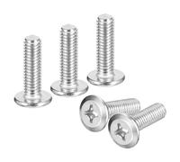 sourcing map M6x20mm Flat Round Head Phillips Head Screws, 30Pcs 304 Stainless Steel Phillips Drive Machine Screw, Full Thread, Bright Finish, Furniture Screw Connection Bolt Screw