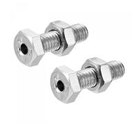 sourcing map M6x20mm Hollow Screw Bolts External Hexagon Fasteners with Nuts, 304 Stainless Steel Pack of 2