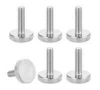 sourcing map M6x20mm Knurled Thumb Screws, 304 Stainless Steel Flat Head Thumb Screws Metric Diamond Knurled Head Bolts Grip Knobs Hand Tighten Thread Fasteners, 20mm Dia. 6 Pcs