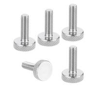 sourcing map M6x20mm Knurled Thumb Screws, 304 Stainless Steel Flat Head Thumb Screws Metric Diamond Knurled Head Bolts Grip Knobs Hand Tighten Thread Fasteners, 16mm Dia. 5 Pcs
