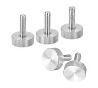 sourcing map M6x20mm Knurled Thumb Screws, 5pcs 304 Stainless Steel Flat Knurled Head Fully Threaded Thumb Screws Bolts Grip Knobs Fasteners