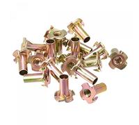 sourcing map M6x20mm T-Nuts 4 Pronged Tee Nut Carbon Steel Threaded Inserts for Wood 48pcs