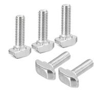 sourcing map M6x20mm T Slot Drop-in Bolt, 40Pcs Carbon Steel Nickel Plated Hammer Head T-Bolt T Shape Stud Sliding Screw for 30 Series Aluminum Profile