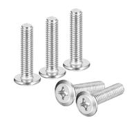 sourcing map M6x25mm Flat Round Head Phillips Head Screws, 30Pcs 304 Stainless Steel Phillips Drive Machine Screw, Full Thread, Bright Finish, Furniture Screw Connection Bolt Screw