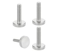 sourcing map M6x25mm Knurled Thumb Screws, 304 Stainless Steel Flat Head Thumb Screws Metric Diamond Knurled Head Bolts Grip Knobs Hand Tighten Thread Fasteners, 25mm Dia. 4 Pcs