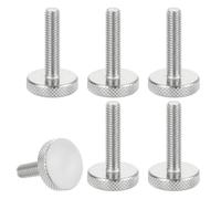 sourcing map M6x25mm Knurled Thumb Screws, 304 Stainless Steel Flat Head Thumb Screws Metric Diamond Knurled Head Bolts Grip Knobs Hand Tighten Thread Fasteners, 20mm Dia. 6 Pcs