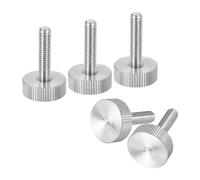 sourcing map M6x25mm Knurled Thumb Screws, 5pcs 304 Stainless Steel Flat Knurled Head Fully Threaded Thumb Screws Bolts Grip Knobs Fasteners